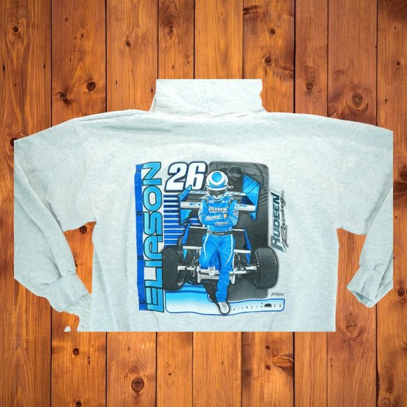 Vintage‎ Hanes Cory Eliason #26 Rudeen Racing Mens White/Gray Sweater Large - Picture 4 of 7
